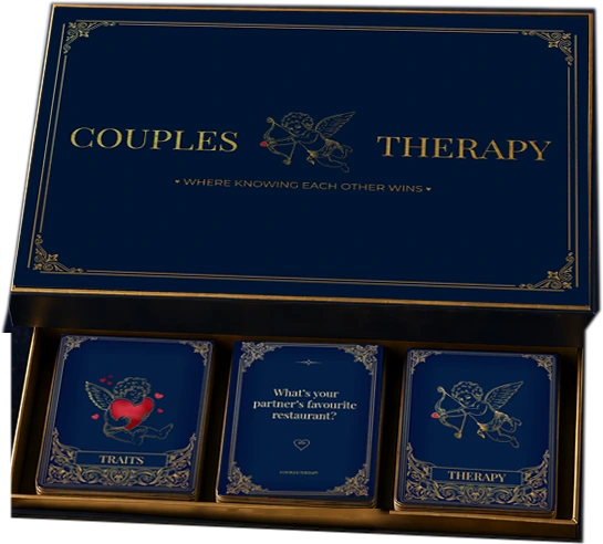 The Couples Therapy box, open to show the card decks