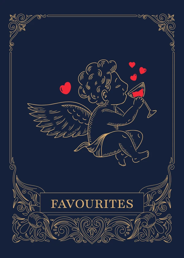 Favourites card, cupid side
